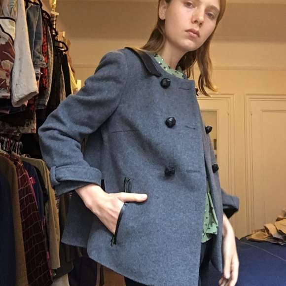 Diane Von Furstenberg Wool and Leather Coat - Picture 2 of 5